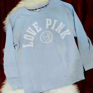 PINK Victoria's Secret Light Blue Collegiate Pullover Sweatshirt
